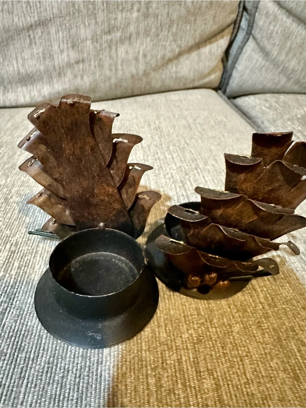 Decorative Brown Metal Pinecone Tea Light Holders - Home Accents